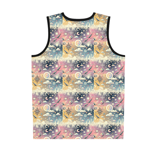 Digital Dreamland Whimsical and Nostalgic Streetwear With a Digital Twist Basketball Jersey - 8404 Design-69