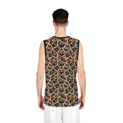 Fire & Flames Bold Streetwear Statement Basketball Jersey - 8404 Design-57