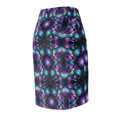 Iridescent Dream Futuristic Tech Women's Pencil Skirt - 8404 Design-60