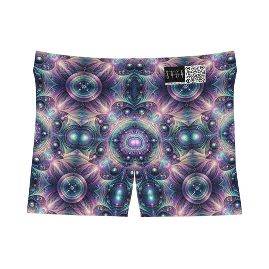 Iridescent Tech Fusion Tech-Forward Streetwear Women's Shorts - 8404 Design-61