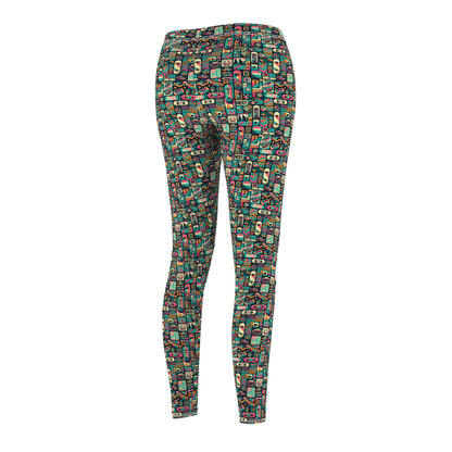 Skate Culture Revival Urban Retro Cool Women's Cut & Sew Casual Leggings - 8404 Design-61