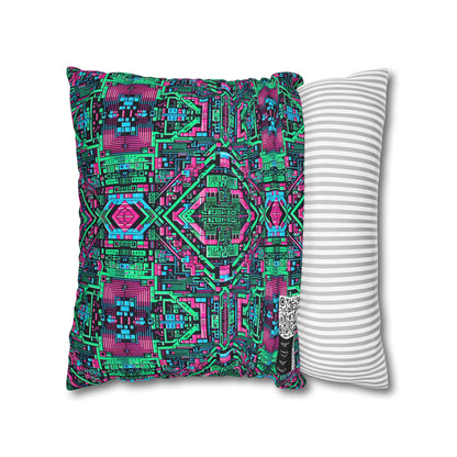 Digital Glitch Vibes Tech-Inspired Streetwear Spun Polyester Square Pillowcase - 8404 Design-71