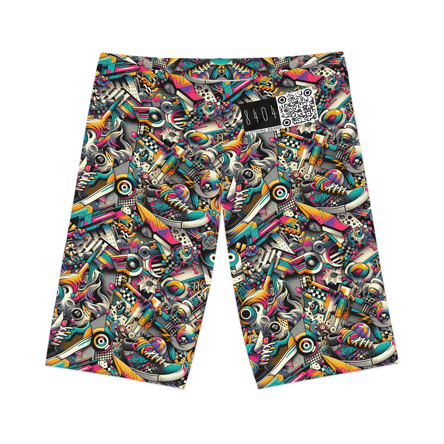 Urban Graffiti Fusion Eclectic Street Art Meets Modern Tech Culture Women's Bike Shorts - 8404 Design-55