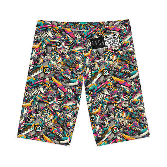 Urban Graffiti Fusion Eclectic Street Art Meets Modern Tech Culture Women's Bike Shorts - 8404 Design-55