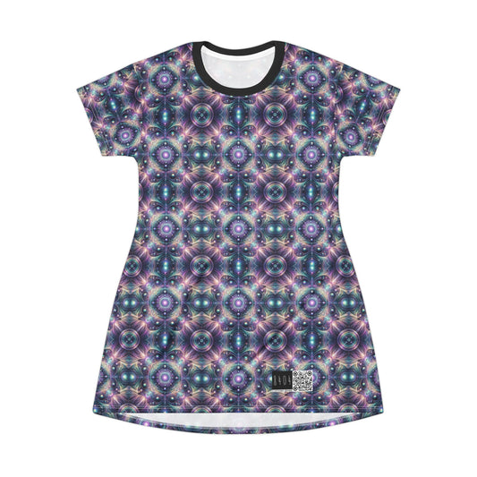 Iridescent Tech Fusion Tech-Forward Streetwear T-Shirt Dress - 8404 Design-61