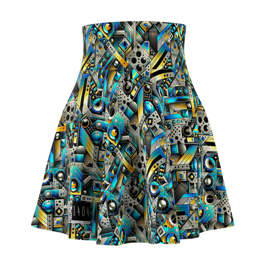 Tech Art Fusion Tech-Forward Streetwear Women's Skater Skirt - 8404 Design-50