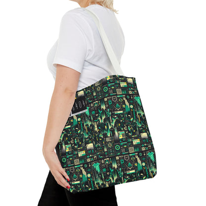 Digital Dystopia Tech Noir Tote Bag - 8404 Design-63