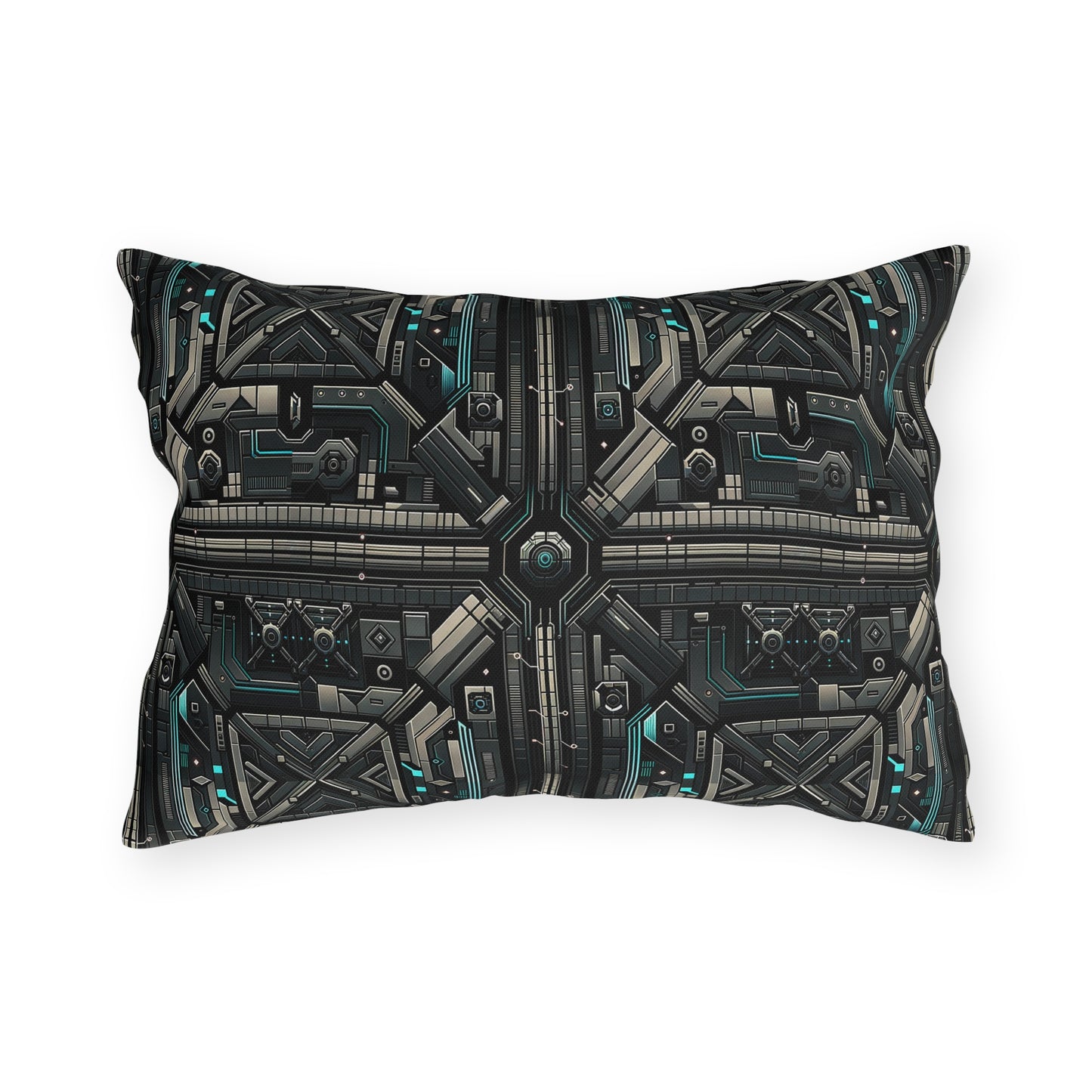 Tech Noir Futuristic Tech Aesthetic with a Dark Twist Outdoor Pillow - 8404 Design-59