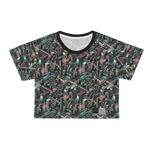 Digital Dreamland Tech-Inspired Streetwear Crop Tee - 8404 Design-51