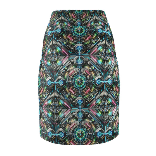 Tech-Infused Futurism Futuristic Tech Women's Pencil Skirt - 8404 Design-53