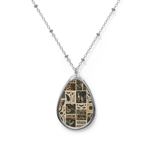 Streetwear Safari Urban Jungle Explorer Oval Necklace - 8404 Design-51