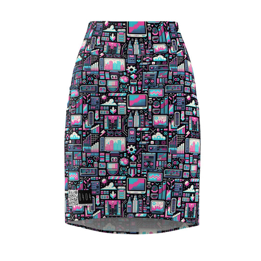 Digital Rebellion Youthful Streetwear with a Rebellious Digital Twist Women's Pencil Skirt - 8404 Design-71