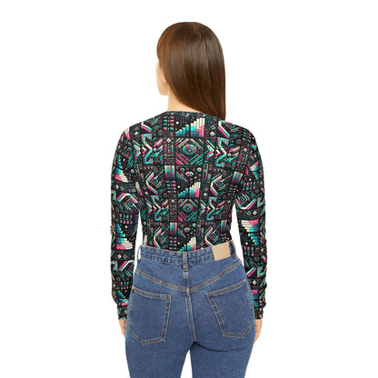 Digital Artistry Digital-native Streetwear Women's Long Sleeve V-neck Shirt - 8404 Design-60