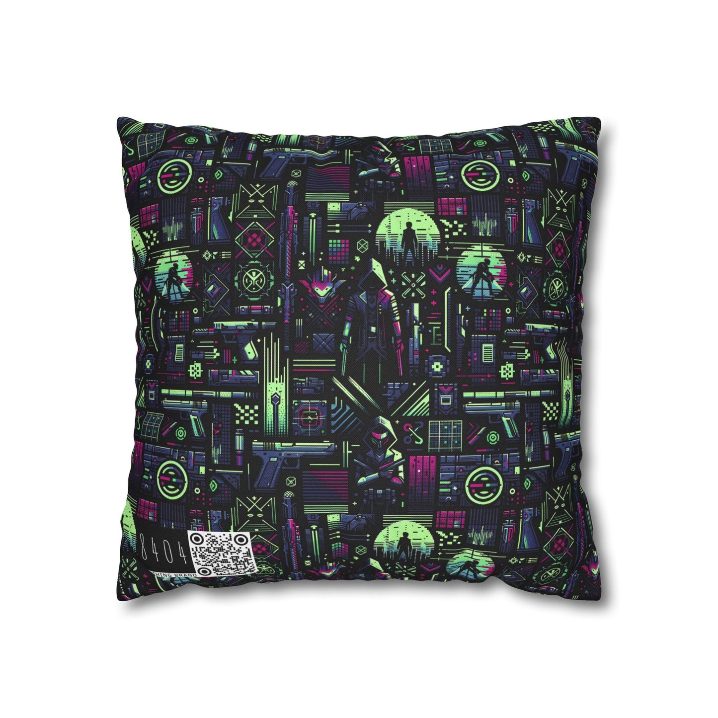 Tech Noir Futuristic Cyberpunk Spun Polyester Square Pillowcase - 8404 Design-63