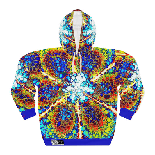 8404's Unisex Adult "Fusion Flower in Blue" Fashion Pullover Hoodie