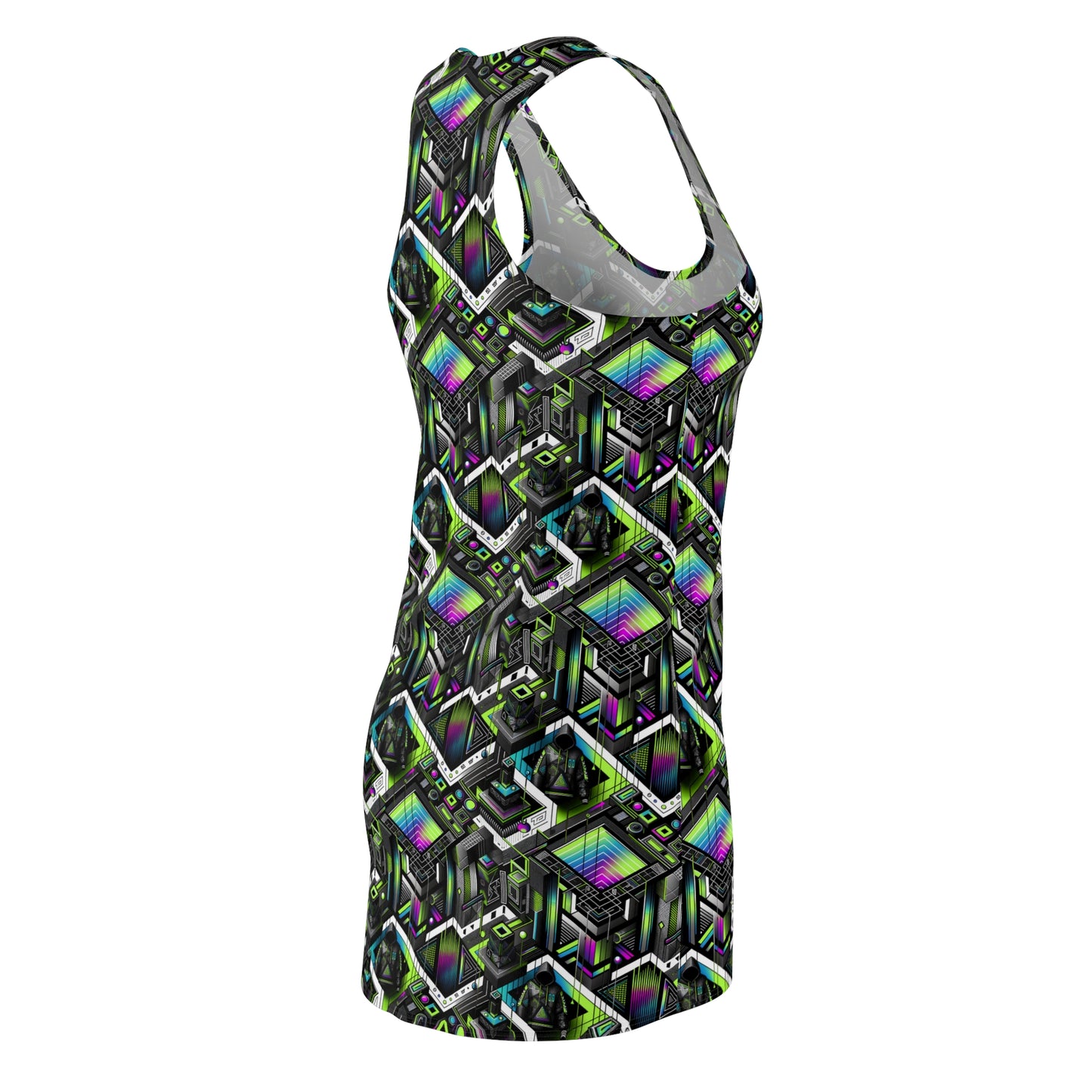 Retro Futurism Graphics Tech-Forward Streetwear Women's Cut & Sew Racerback Dress - 8404 Design-52