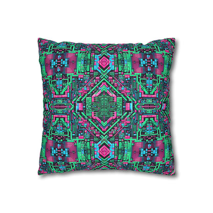 Digital Glitch Vibes Tech-Inspired Streetwear Faux Suede Square Pillowcase - 8404 Design-71