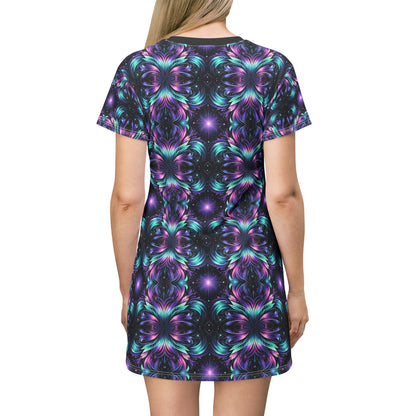 Iridescent Dream Futuristic Tech T-Shirt Dress - 8404 Design-60