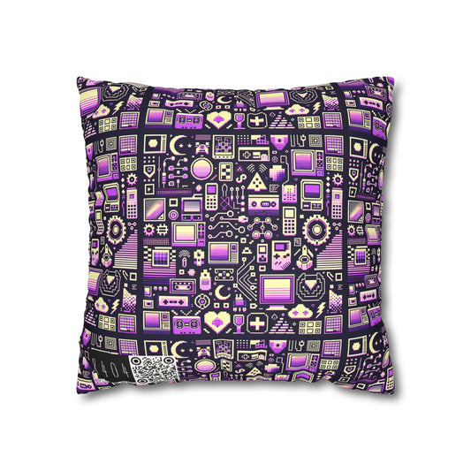 Digital Nostalgia Remix Modern Vintage Fusion Faux Suede Square Pillowcase - 8404 Design-54