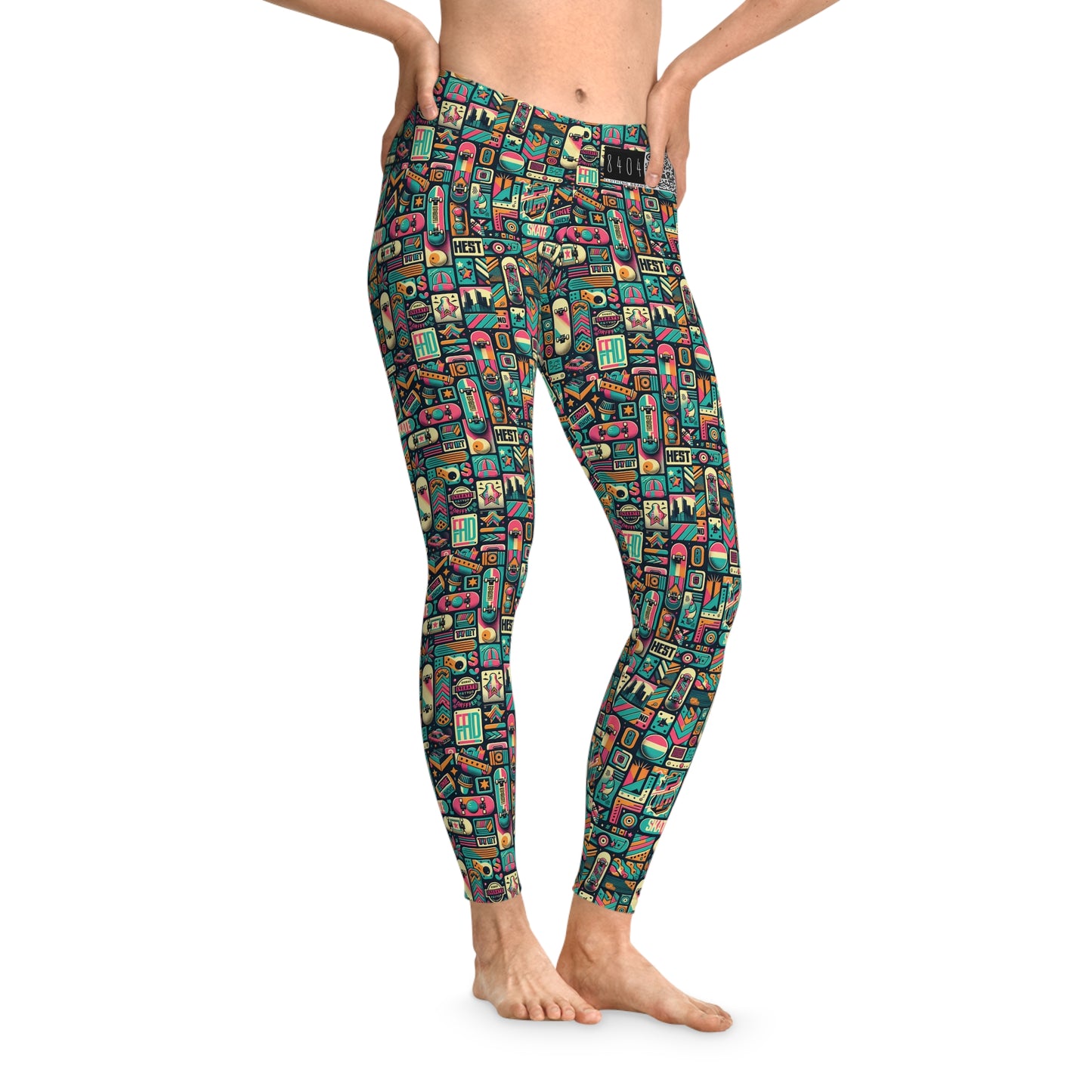 Skate Culture Revival Urban Retro Cool Stretch Leggings - 8404 Design-61