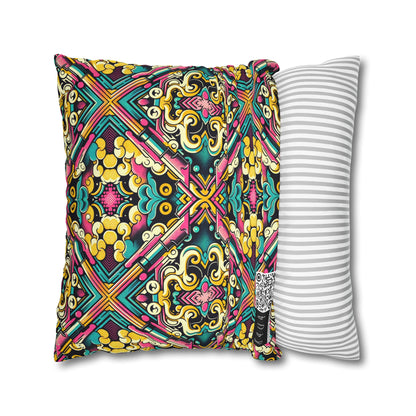 Neon Pop Art Revival Pop Culture Retro Spun Polyester Square Pillowcase - 8404 Design-59