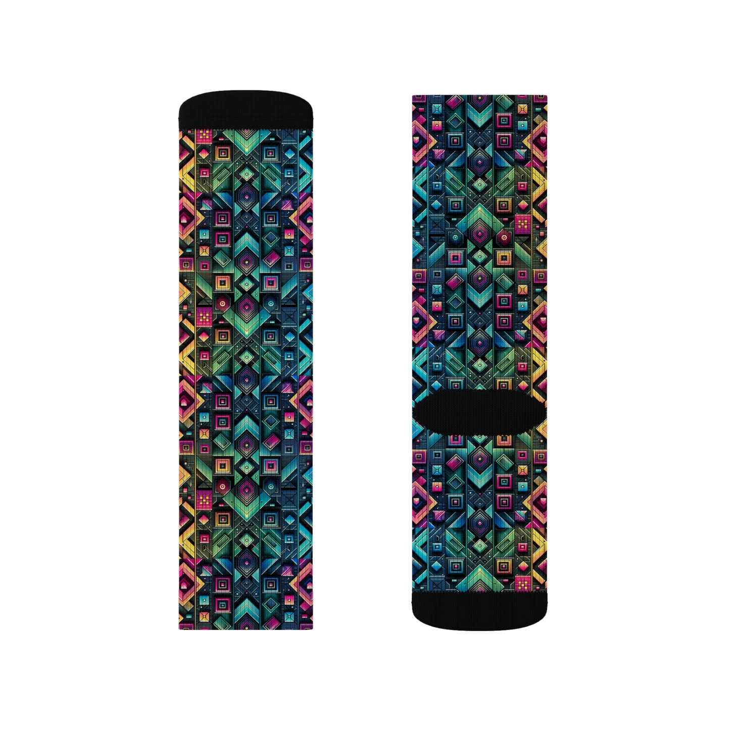 Tech-Inspired Graphics Cyberpunk Cool Sublimation Socks - 8404 Design-58