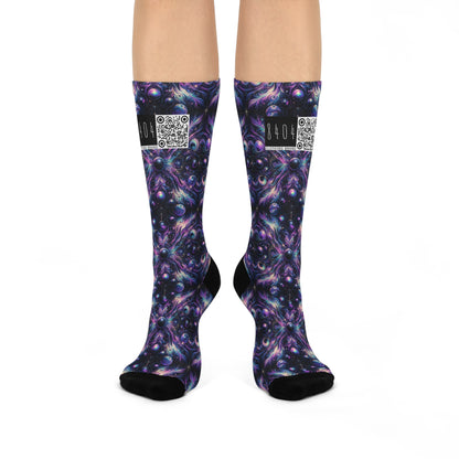 Galactic Hues Tech-Forward Cosmic Fusion Cushioned Crew Socks - 8404 Design-41