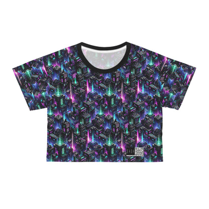 Tech Noir Graphics Futuristic Tech Aesthetics Crop Tee - 8404 Design-55
