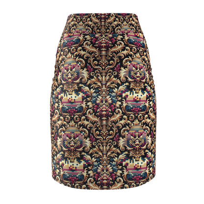 Digital Renaissance Modern Baroque Fusion Women's Pencil Skirt - 8404 Design-53