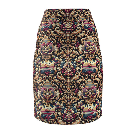Digital Renaissance Modern Baroque Fusion Women's Pencil Skirt - 8404 Design-53