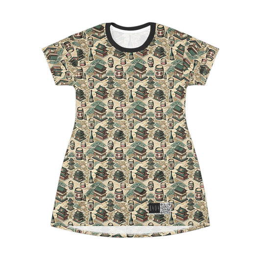 Cultural Artisanal Fusion Contemporary Cultural Elegance T-Shirt Dress - 8404 Design-68