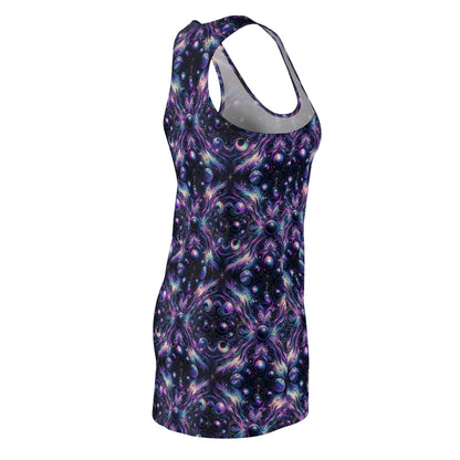 Galactic Hues Tech-Forward Cosmic Fusion Women's Cut & Sew Racerback Dress - 8404 Design-41