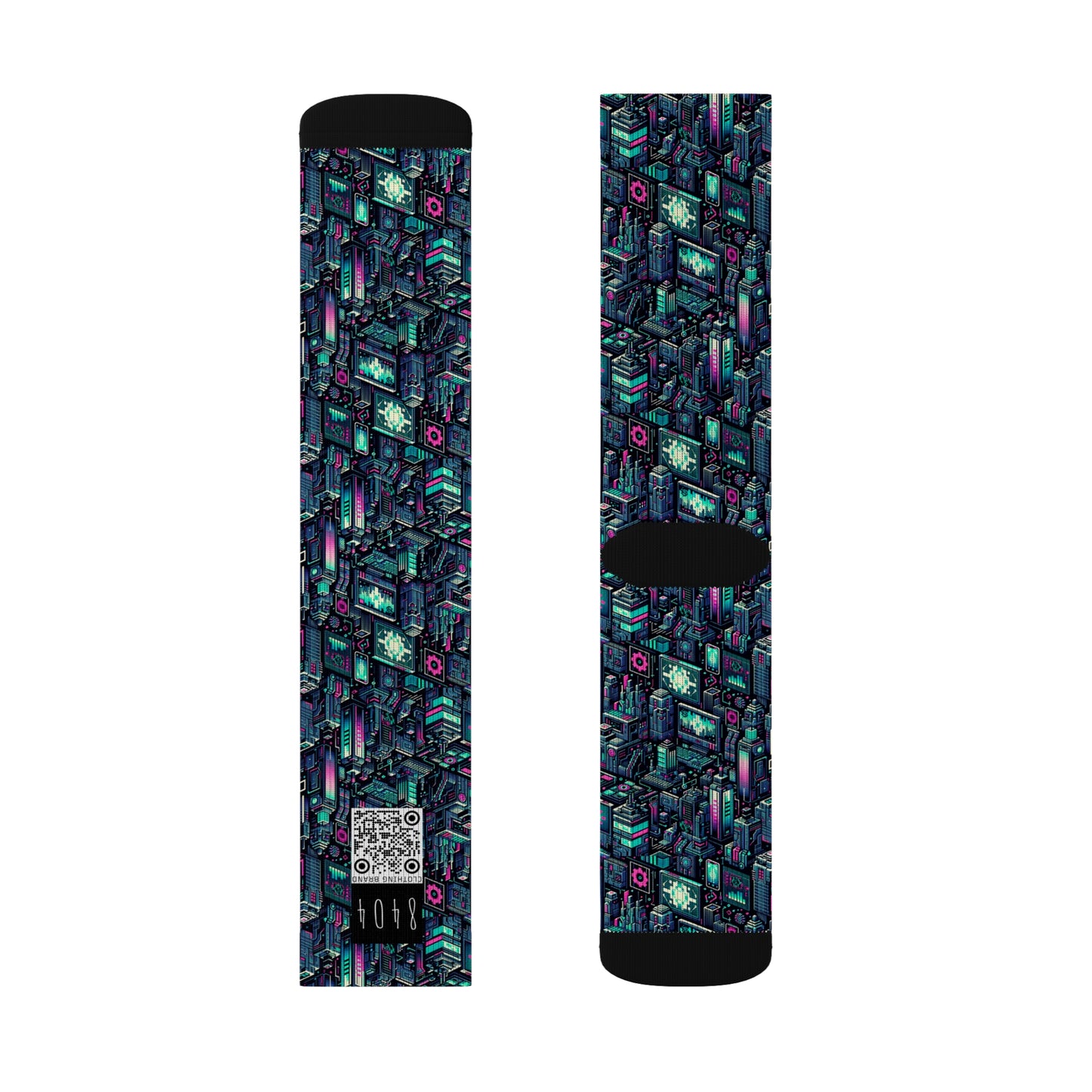 Digital Rebellion Tech-Inspired Streetwear Sublimation Socks - 8404 Design-58