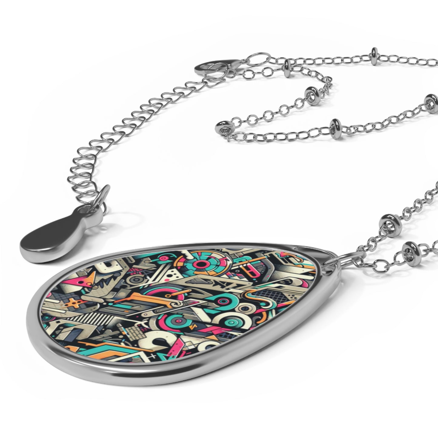 Digital Street Art Urban Street Style Oval Necklace - 8404 Design-74
