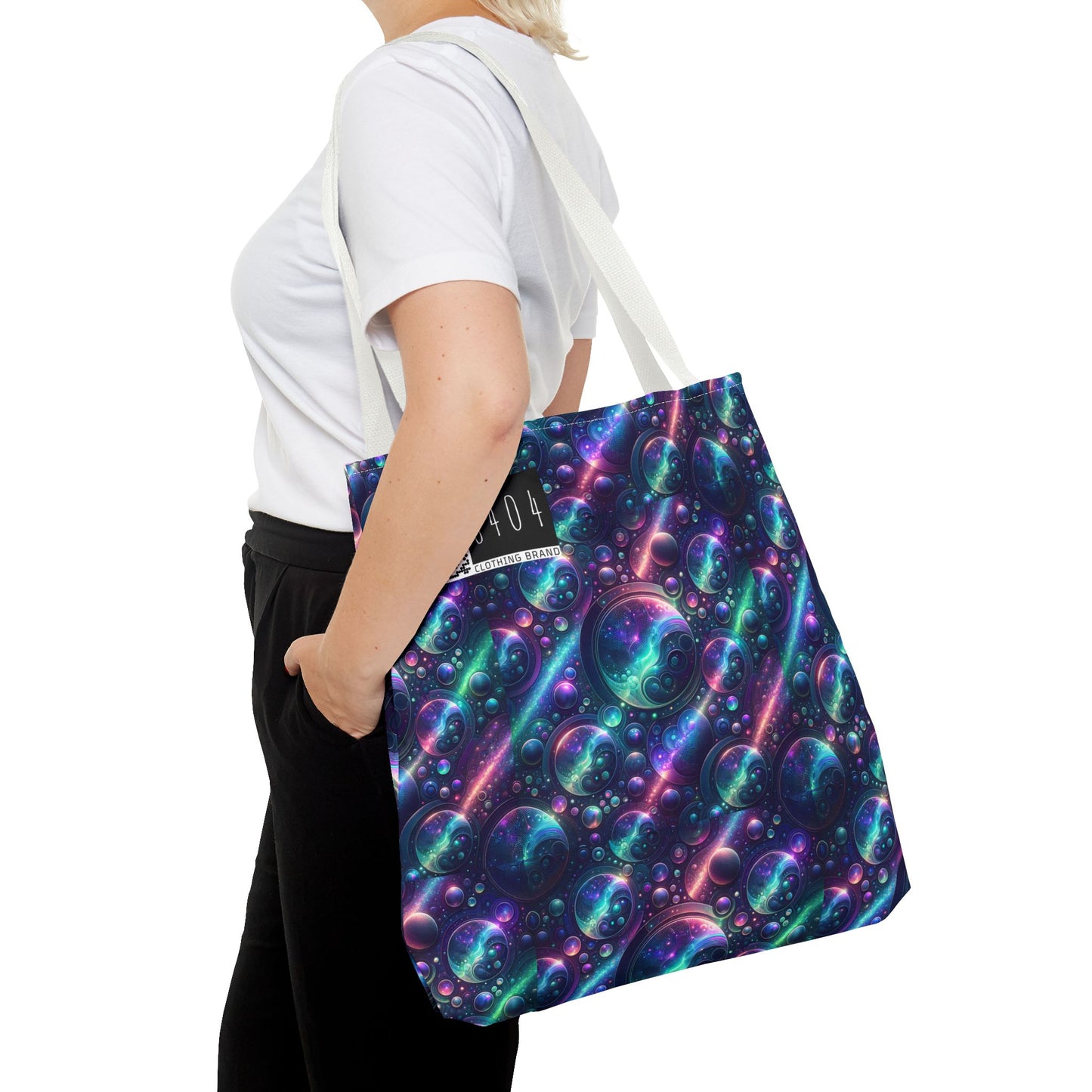 Iridescent Tech Fusion Tech-Forward Streetwear Tote Bag - 8404 Design-51