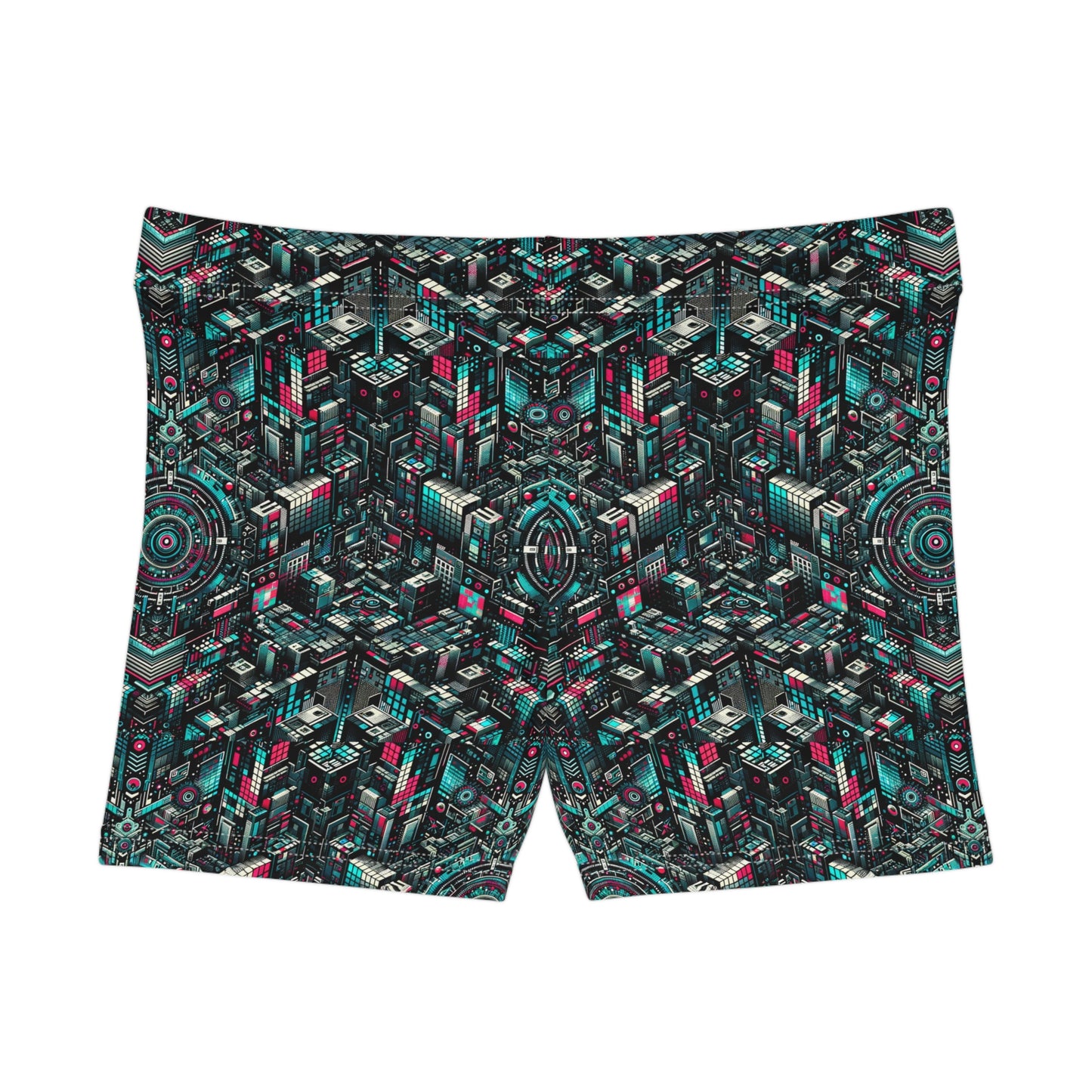 Digital Rebellion Tech-Inspired Streetwear Women's Shorts - 8404 Design-54