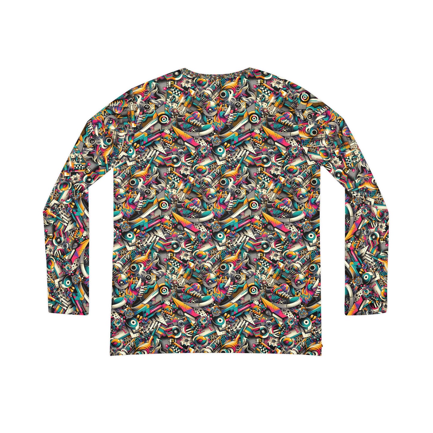 Urban Graffiti Fusion Eclectic Street Art Meets Modern Tech Culture Women's Long Sleeve V-Neck Shirt - 8404 Design-55