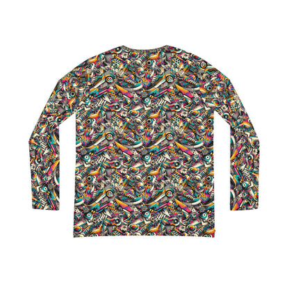 Urban Graffiti Fusion Eclectic Street Art Meets Modern Tech Culture Women's Long Sleeve V-Neck Shirt - 8404 Design-55