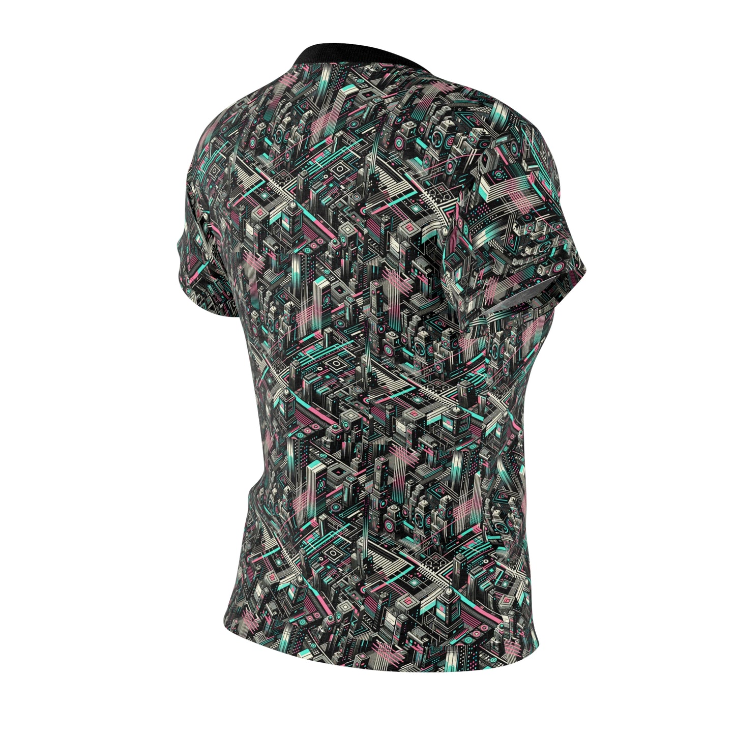 Digital Dreamland Tech-Inspired Streetwear Women's Cut & Sew Tee - 8404 Design-51