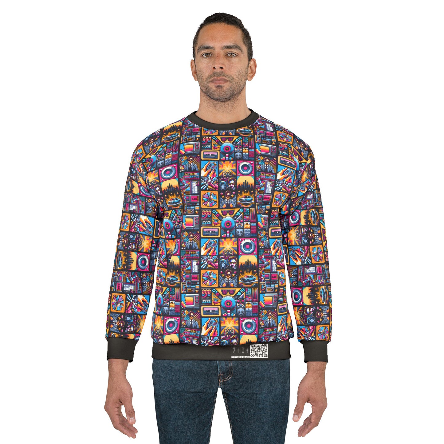 Digital Pop Culture Mashup Maximalist Pop Sweatshirt - 8404 Design-52
