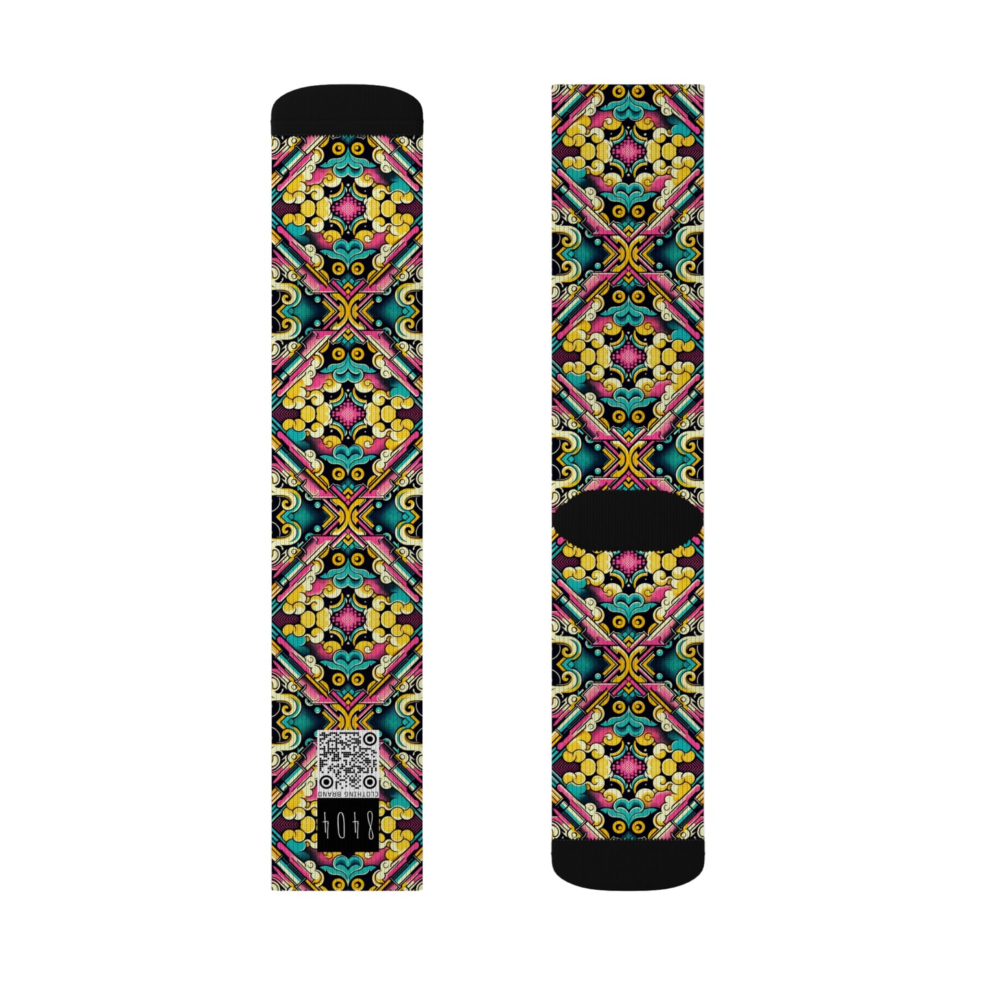 Neon Pop Art Revival Pop Culture Retro Sublimation Socks - 8404 Design-59