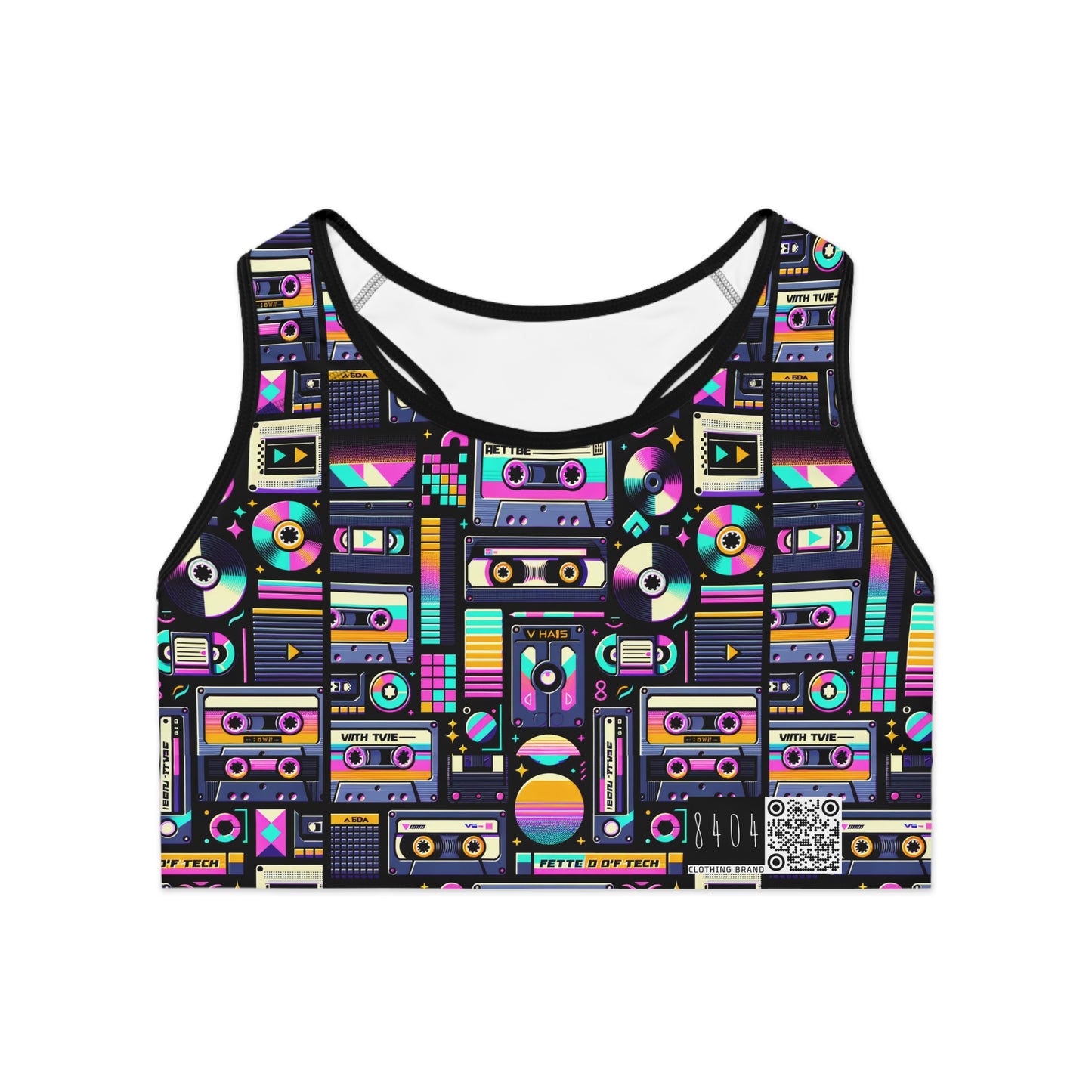 Digital Nostalgia Tech-Inspired Retro Fusion Sports Bra - 8404 Design-48