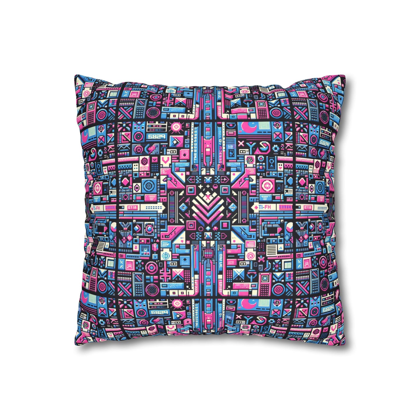 Digital Rebellion Youthful Streetwear with a Rebellious Digital Twist Faux Suede Square Pillowcase - 8404 Design-65