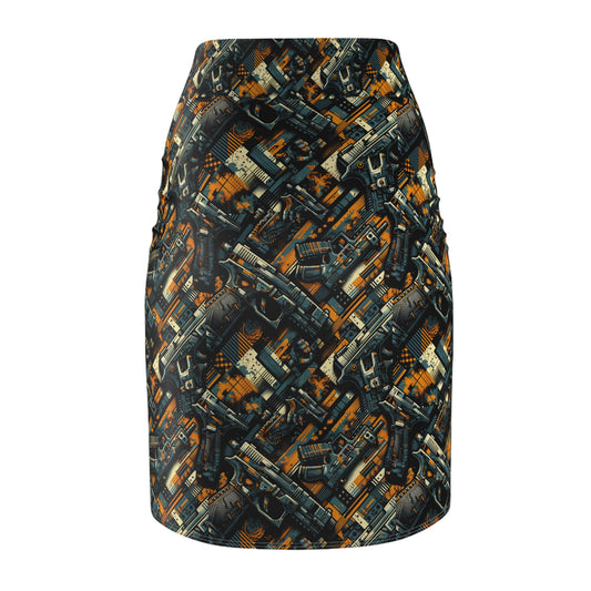 Digital Punk Futuristic Grunge Women's Pencil Skirt - 8404 Design-47