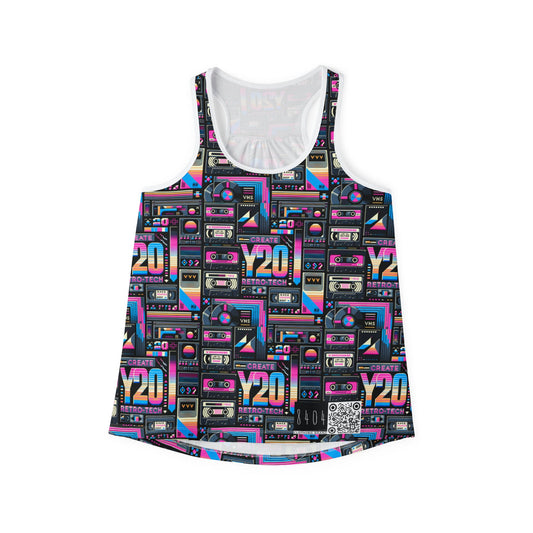 Digital Nostalgia Tech-Inspired Retro Fusion Women's Tank Top - 8404 Design-65
