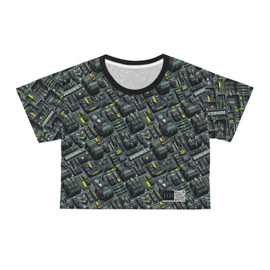Tech Utility Streetwear Futuristic Tech-Forward Crop Tee - 8404 Design-47