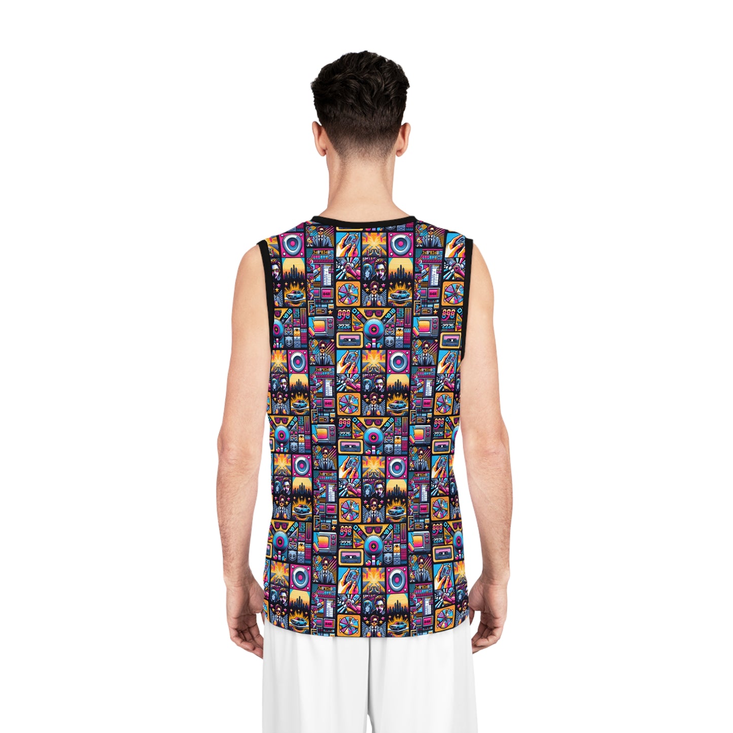 Digital Pop Culture Mashup Maximalist Pop Basketball Jersey - 8404 Design-52