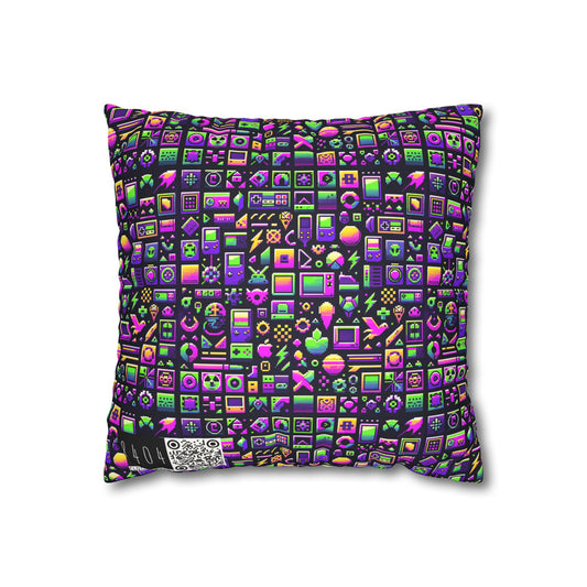 Digital Nostalgia Remix Modern Vintage Fusion Faux Suede Square Pillowcase - 8404 Design-49