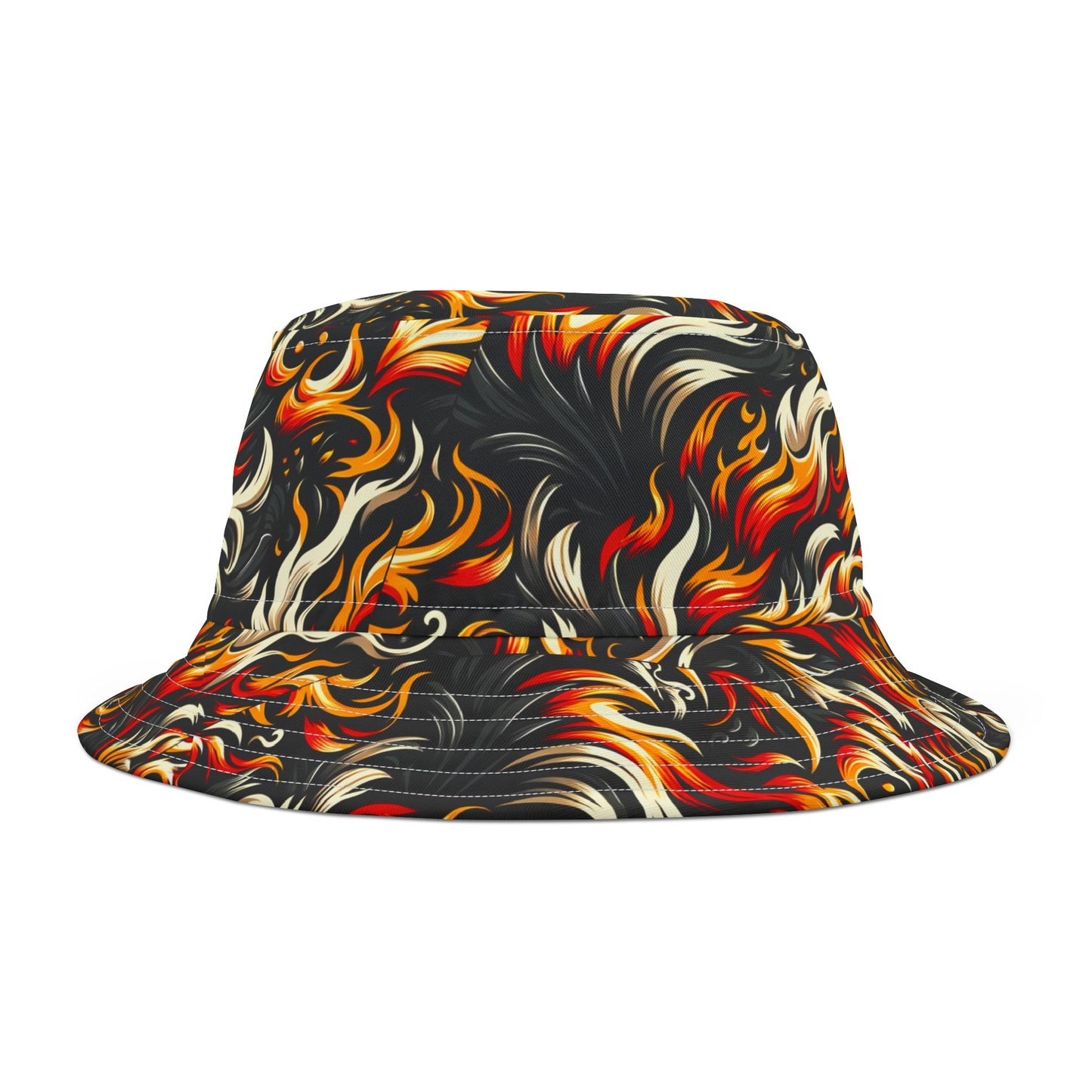 Fire & Flames Bold Streetwear Statement Bucket Hat - 8404 Design-55