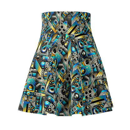 Tech Art Fusion Tech-Forward Streetwear Women's Skater Skirt - 8404 Design-50